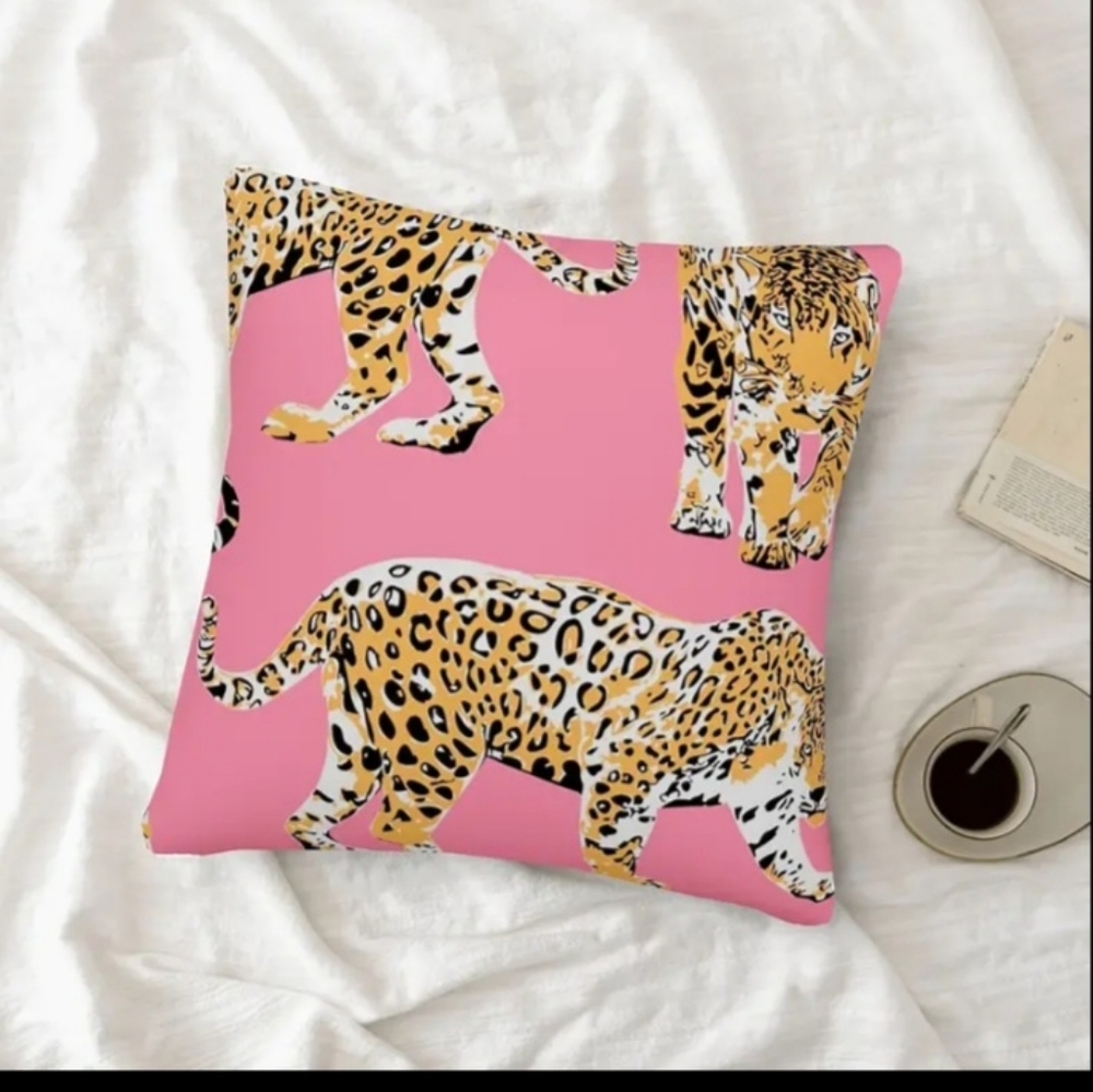 Pink animal print accent pillow cover